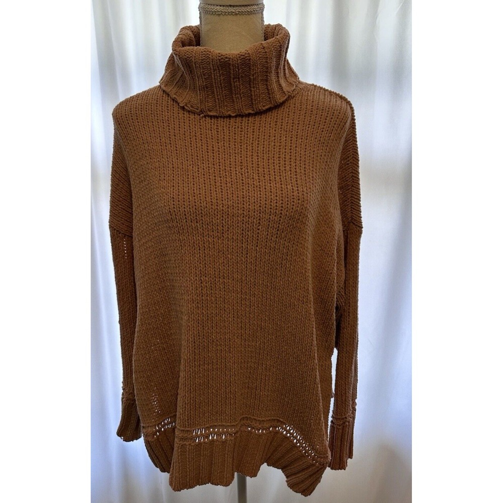 Aerie‎ Sweater Size M Turtleneck Knit Long Sleeve Pink Chunky Soft
